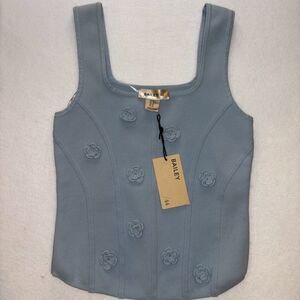 Bailey 44 Corset Style Square Neck Knit Tank Crochet flowers, size M Cottagecore